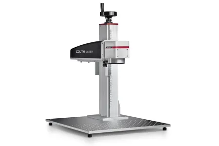 COUTH MOPA fibre laser marking head on an adjustable column stand