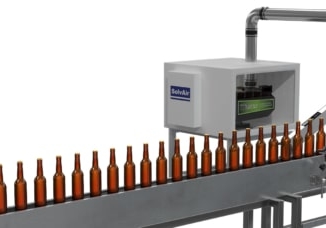 3D render of an Air Knife Drying System drying bottles